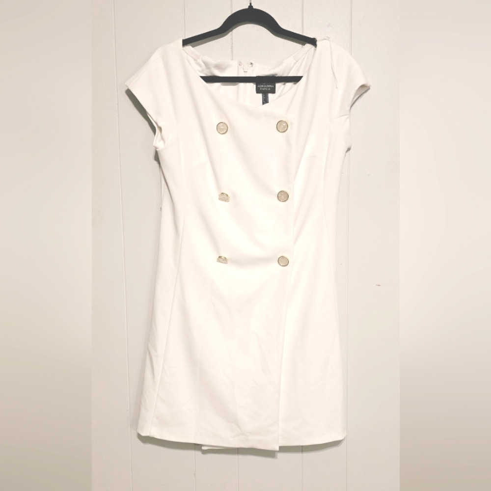 Adrianna Papell White Tuxedo Dress Size 10 GREAT COND. MSRP- $95 - Picture 3 of 7